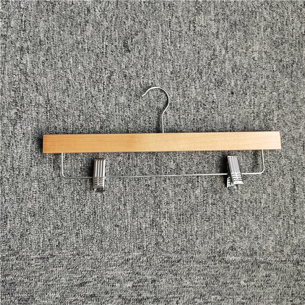 Wooden Pants hanger with metal clips FD202