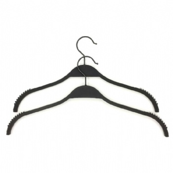 ZARA  black hook plastic hanger ,tube hanger with strips,clothes hanger for chain store