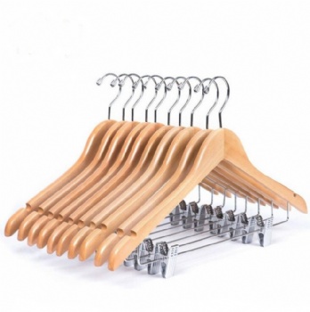 Hot Sale Wooden Top Hanger With Round Bar For Hotel Or Home FD117