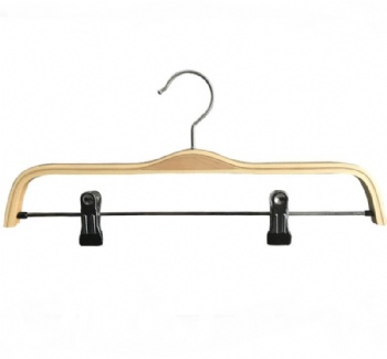 Factory Directly Sales Plywood Garment Hanger With Metal Clips NF115
