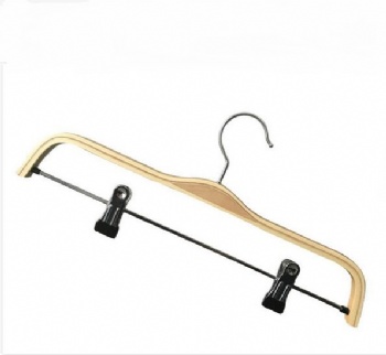 Factory Directly Sales Plywood Garment Hanger With Metal Clips NF115