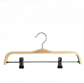 Factory Directly Sales Plywood Garment Hanger With Metal Clips NF115