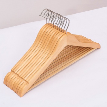 Hot Sale Wooden Top Hanger With Round Bar For Hotel Or Home FD116