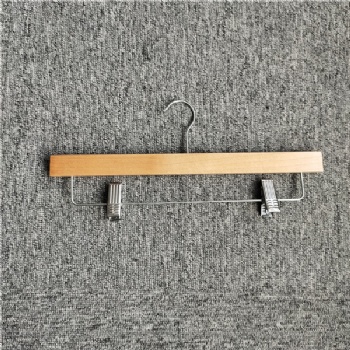 Wooden Pants hanger with metal clips FD202