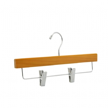 Wooden Pants hanger with metal clips FD202