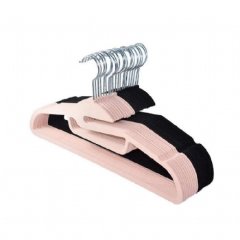 flocking plastic hanger luxury space saving velvet coat hanger