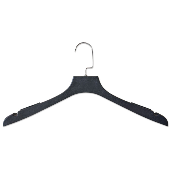 Luxury Factory Price Wood-Look Plastic Black Hangers with Wood Texture
