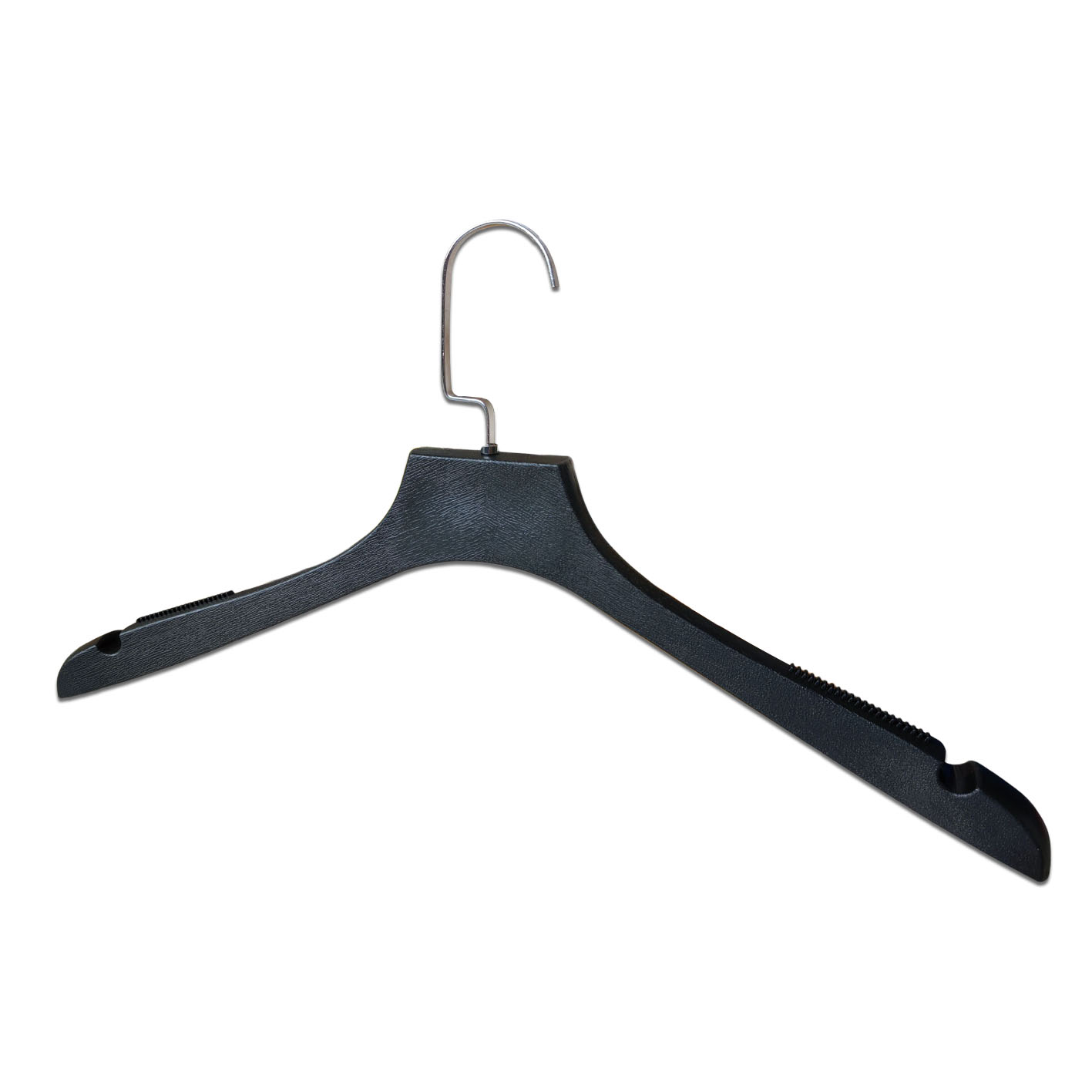 Luxury Factory Price Wood-Look Plastic Black Hangers with Wood Texture