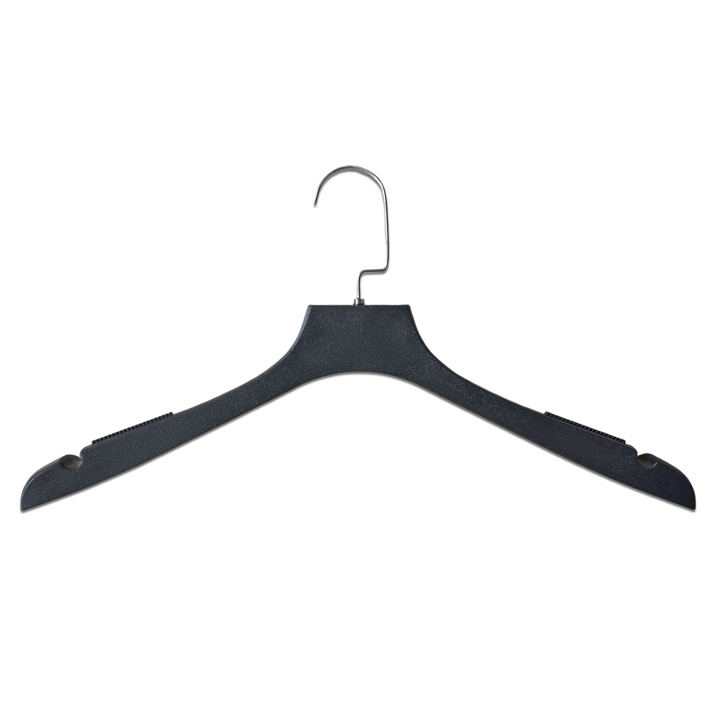 Luxury Factory Price Wood-Look Plastic Black Hangers with Wood Texture