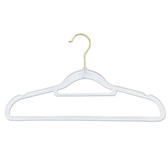 Ultra-Thin Plastic Non-Slip Clear Pants Shirts Coat Hanger with Gold Hook