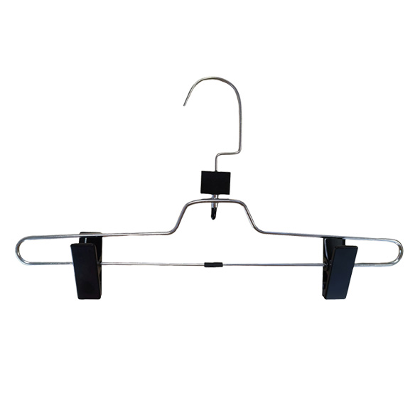 Heavy Duty Metal Chrome Household Clothes Pants Hanger with Plastic Clips Heavy Duty Metal Chrome Household Clothes Pants Hanger with Plastic Clips
