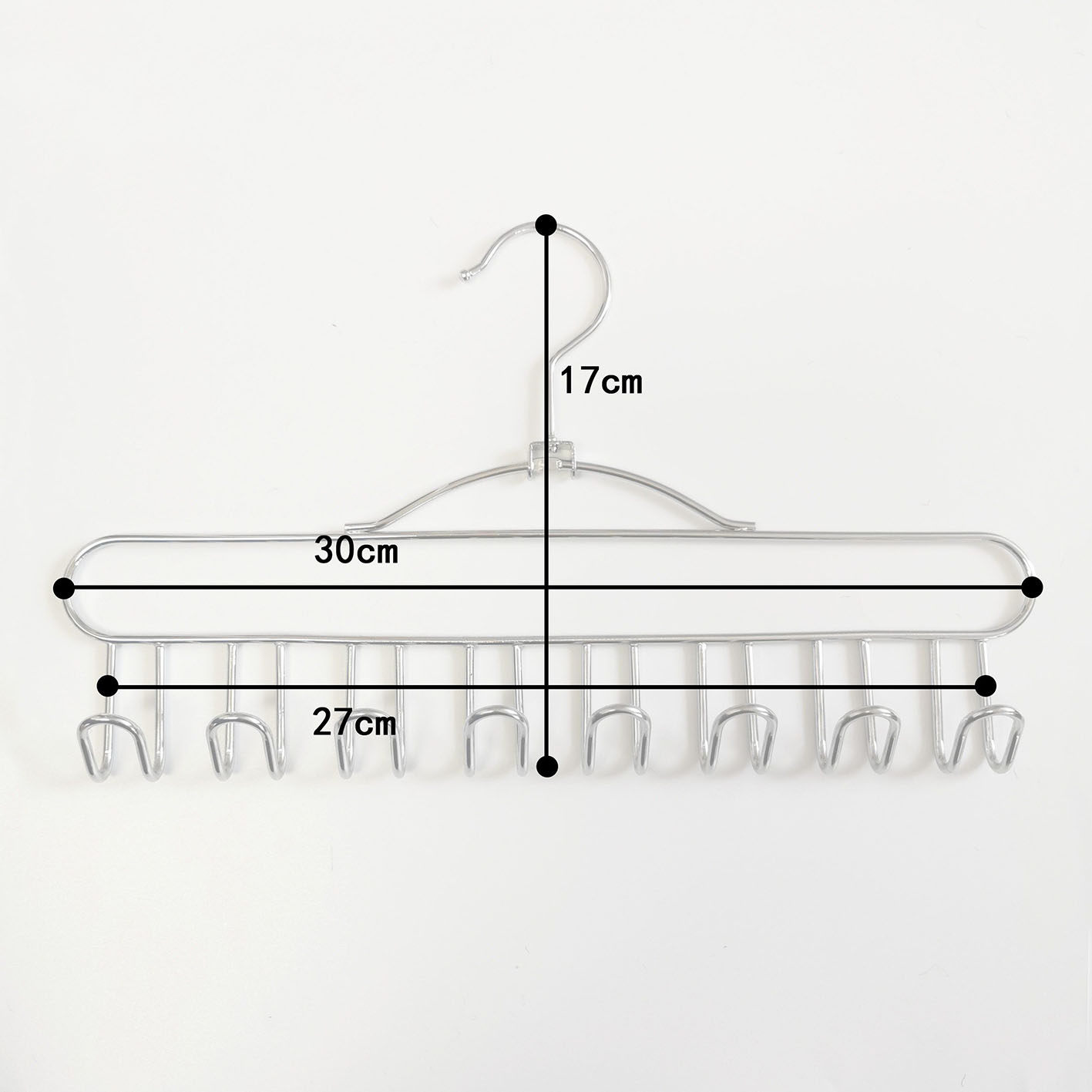Non-Slip Space Saving Metal Bra Tie Hanger for Closet with 8 Hooks