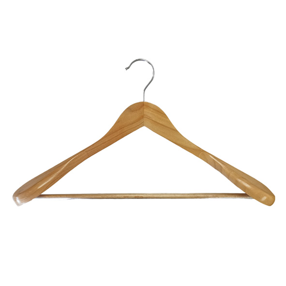 Wholesale Wide Shoulder Wooden Clothes Suit Hangers with Anti Slip Bar