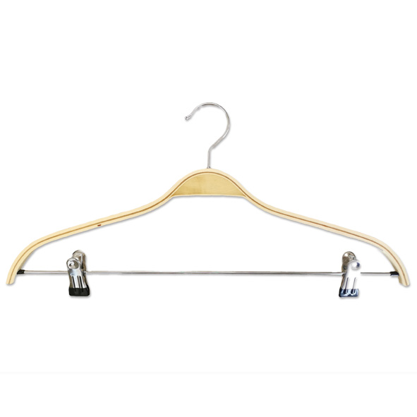 Heavy Duty Wooden Clothes Suit Pants Natural Wood Hangers with Adjustable Clips