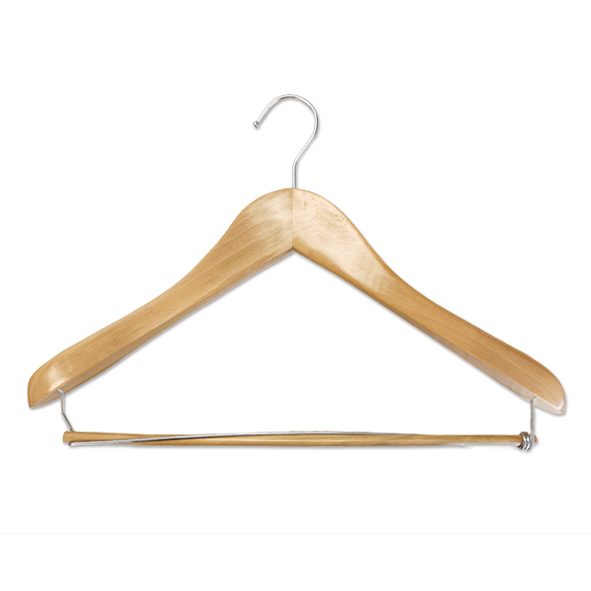 Wide Shoulder Durable Wooden Suit Coat Clothes Hangers with Locking Bar Wide Shoulder Durable Wooden Suit Coat Clothes Hangers with Locking Bar