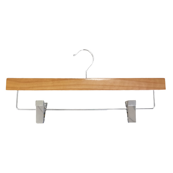 Solid Natural Wood Pants Shirt Trousers Bottom Hanger with Adjustable Clips