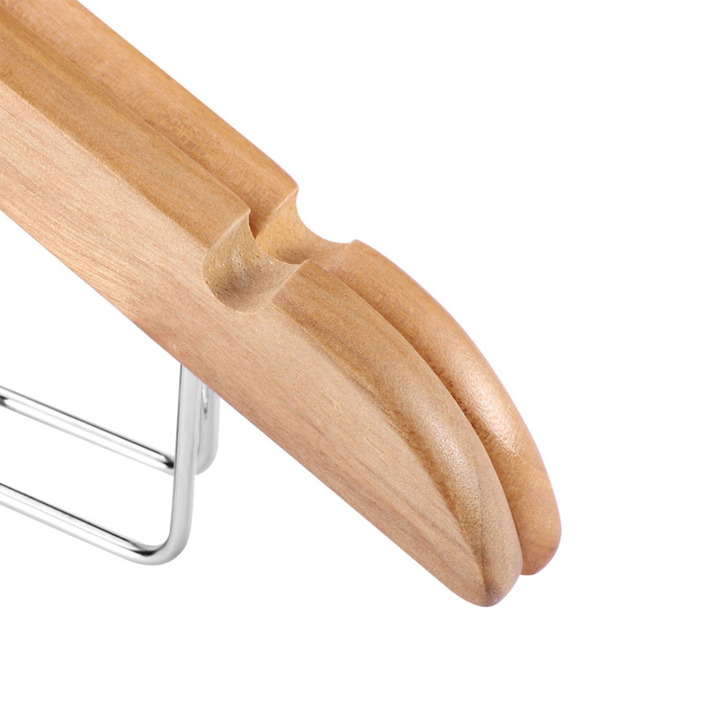 Natural Wooden Clothes Suit Coat Hangers with Adjustable Heavy-Duty Clips