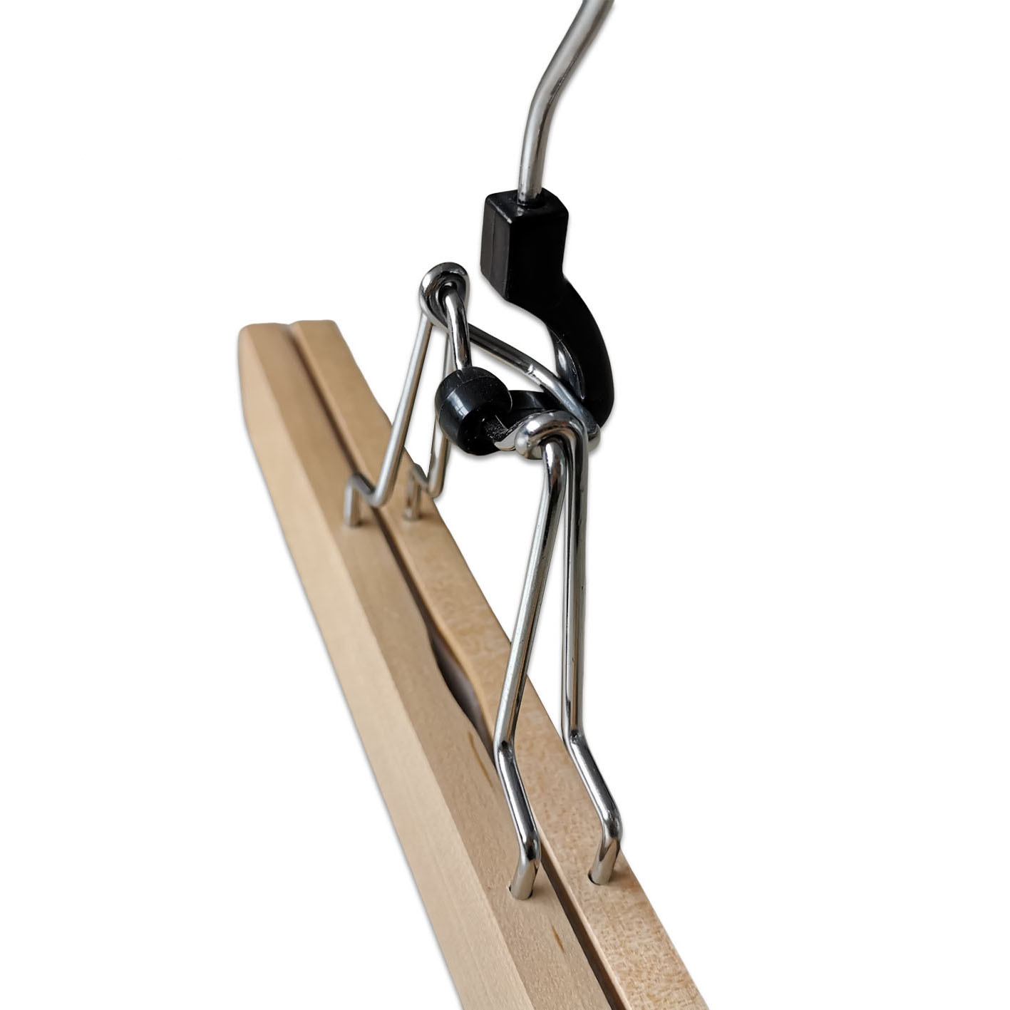 Natural Wood Trouser Clamp Pants Skirt Hair Extension Hanger with Non-Slip Padded
