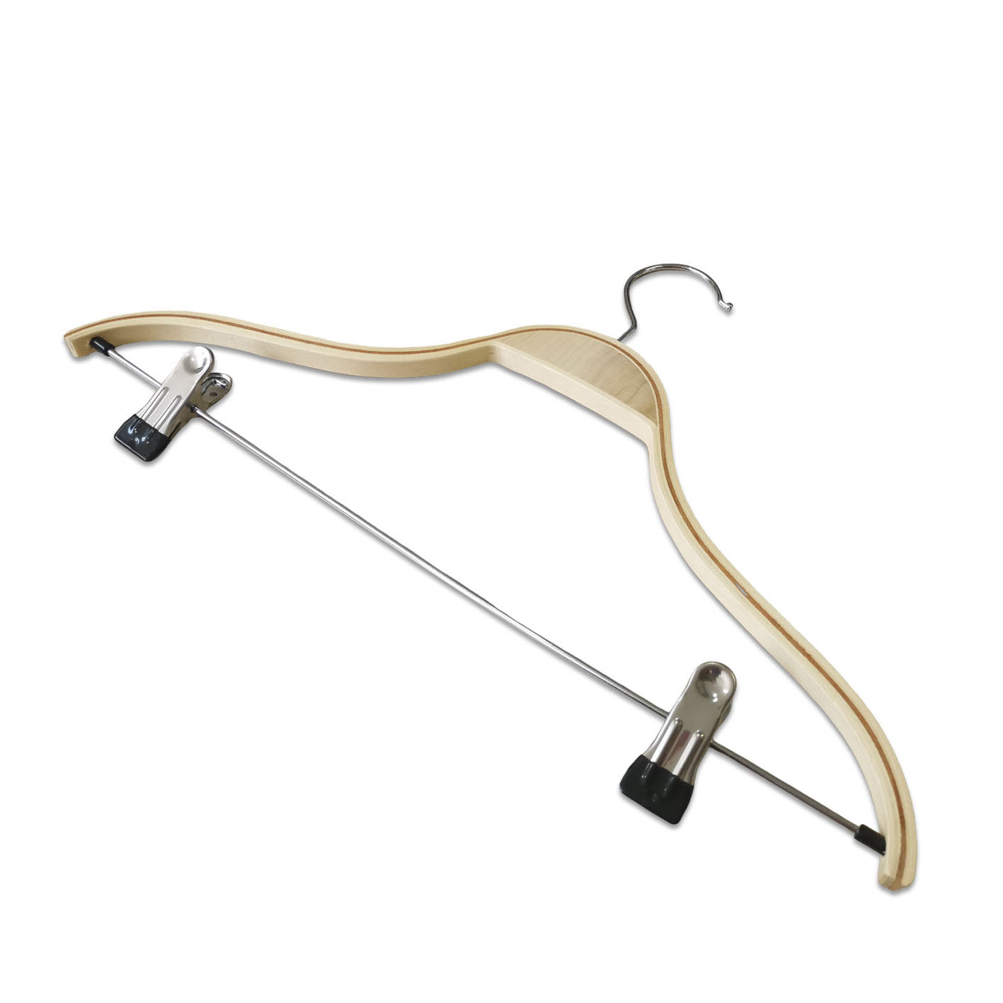 Heavy Duty Wooden Clothes Suit Pants Natural Wood Hangers with Adjustable Clips