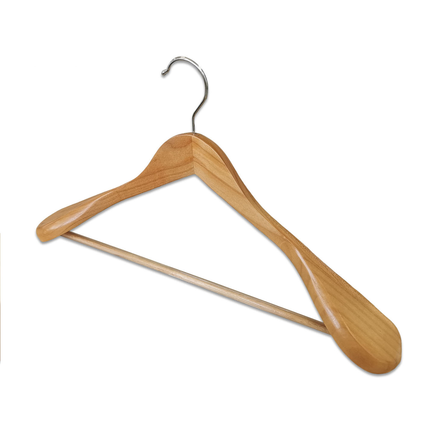 Wholesale Wide Shoulder Wooden Clothes Suit Hangers with Anti Slip Bar