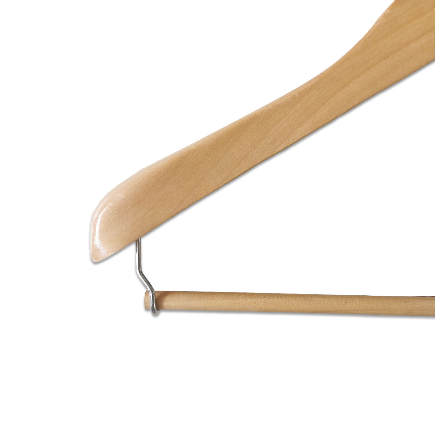 Wide Shoulder Durable Wooden Suit Coat Clothes Hangers with Locking Bar