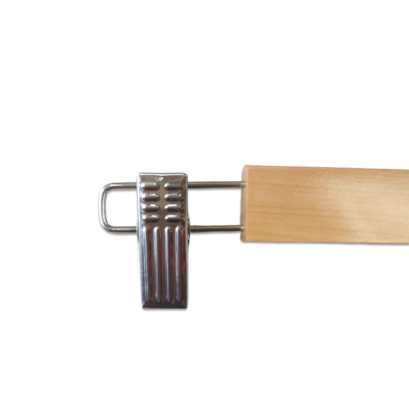 Solid Natural Wooden Pants Skirt Hangers with 2 Adjustable Anti-Rust Clips