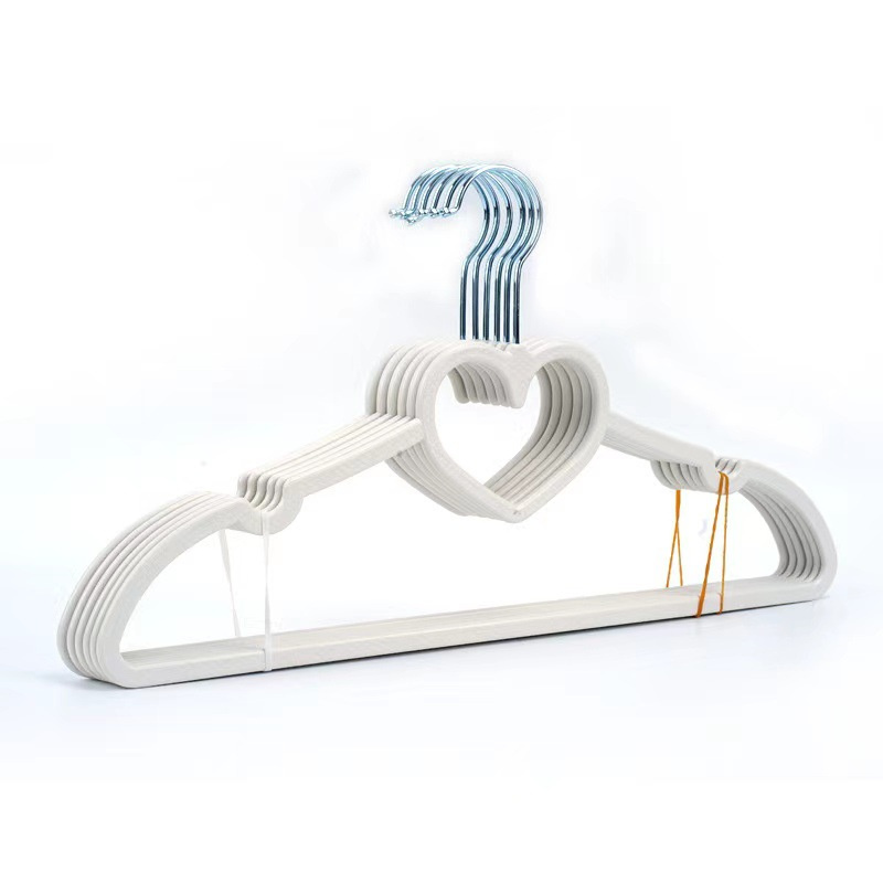 Heart Shape Colorful Plastic Woman Flocked Velvet Hangers with Swivel Hook