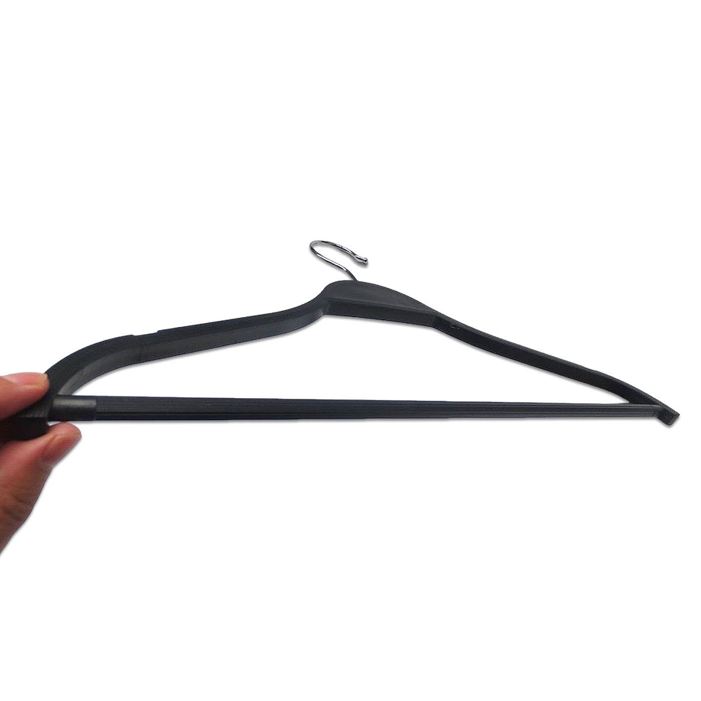 Cheap Price Black Non-Slip Plastic Clothes Hanger Pants Hanger with Bar
