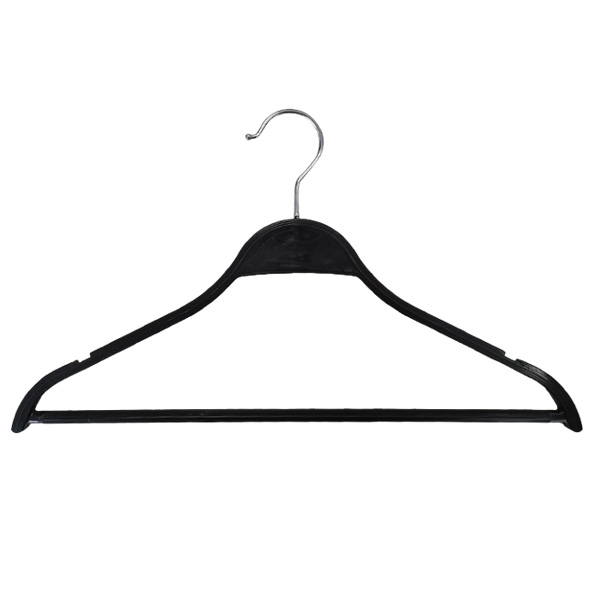 Cheap Price Black Non-Slip Plastic Clothes Hanger Pants Hanger with Bar