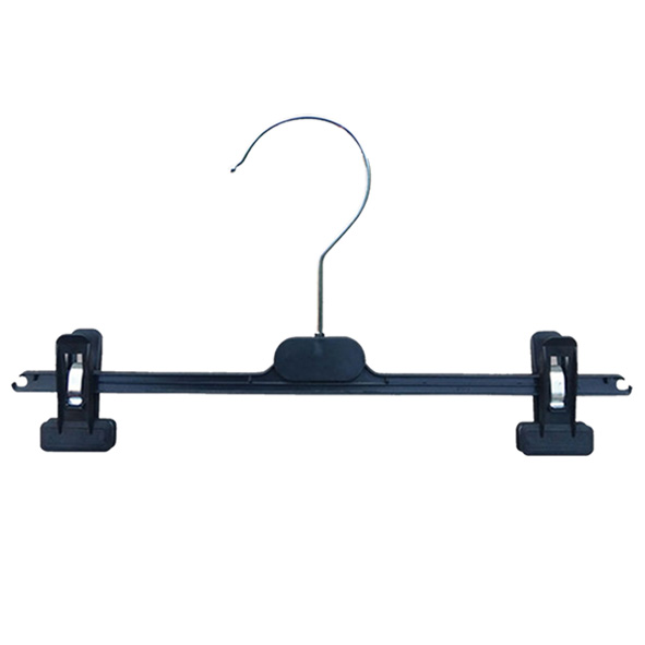 Black Plastic with Soft Pads and Clips Pants Trousers Bottom Clothing Hangers