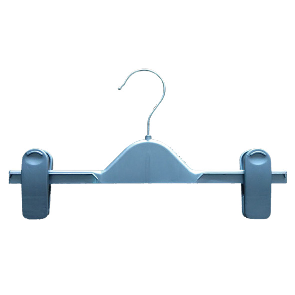 Custom Logo PS Plastic Baby Clothes Kids Pants Hanger with Clips