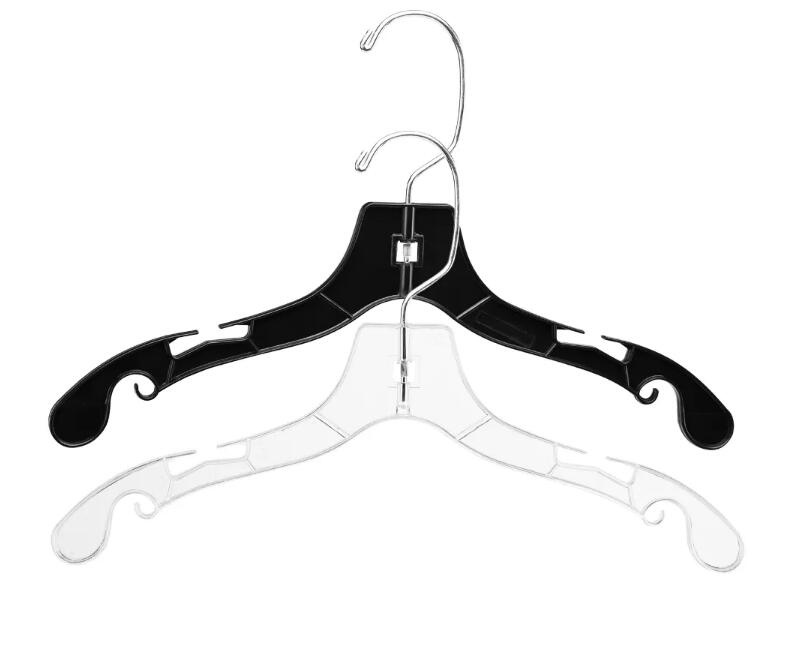 New Design 14 Inch Clear Plastic Custom Black Anti Slip Plastic Dress Suit Hangers