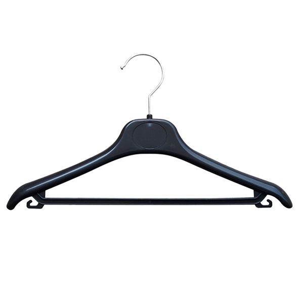 Custom Non-Slip Wide Shoulder Black Plastic Suit Hanger for Display