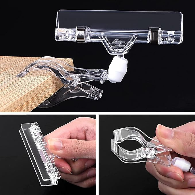 Clear Plastic Sign Holder Clips Rotatable Acrylic Pop Clip for Retail and Display
