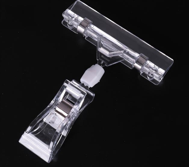 Clear Plastic Sign Holder Clips Rotatable Acrylic Pop Clip for Retail and Display