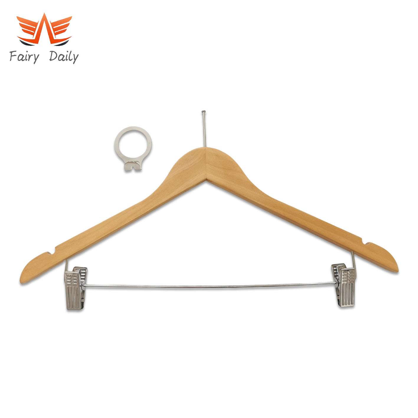 High-Quality Anti-Theft Hotel Wooden Hanger with Security Ring