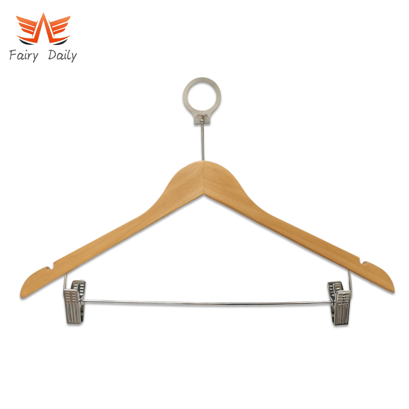 High-Quality Anti-Theft Hotel Wooden Hanger with Security Ring
